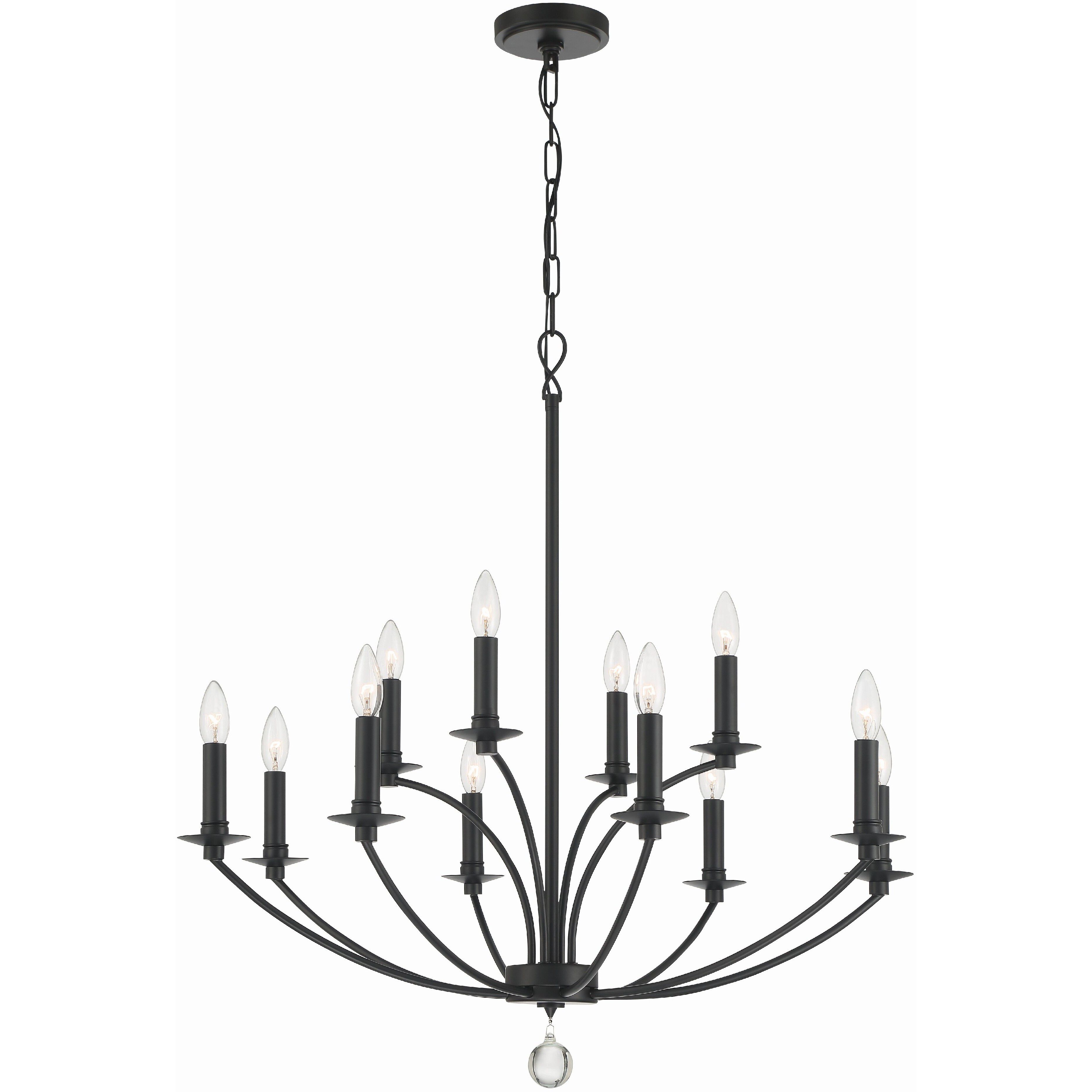 Mila 12 Light 32 inch Black Chandelier Ceiling Light