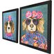 Whimsy Dog Multi and Blue and Green and Black Framed Art, Propac