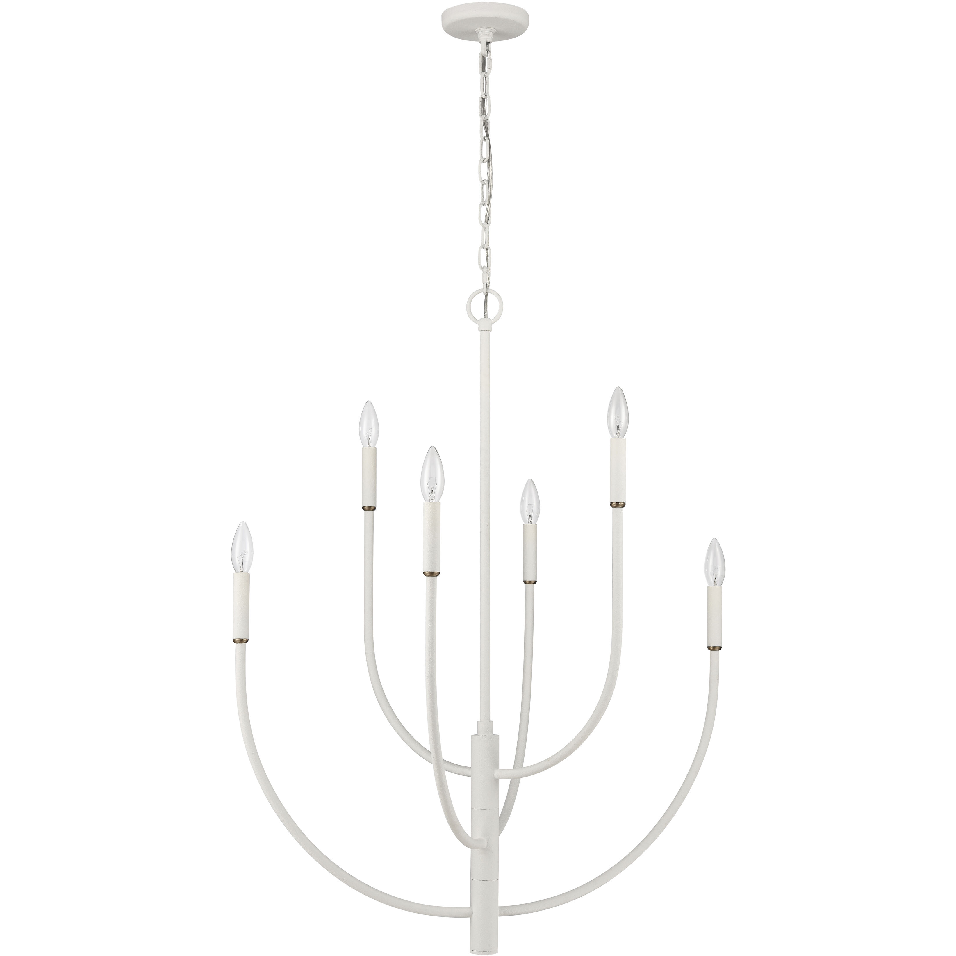 Continuance 6 Light 30 inch White Coral with Satin Brass Chandelier Ceiling Light