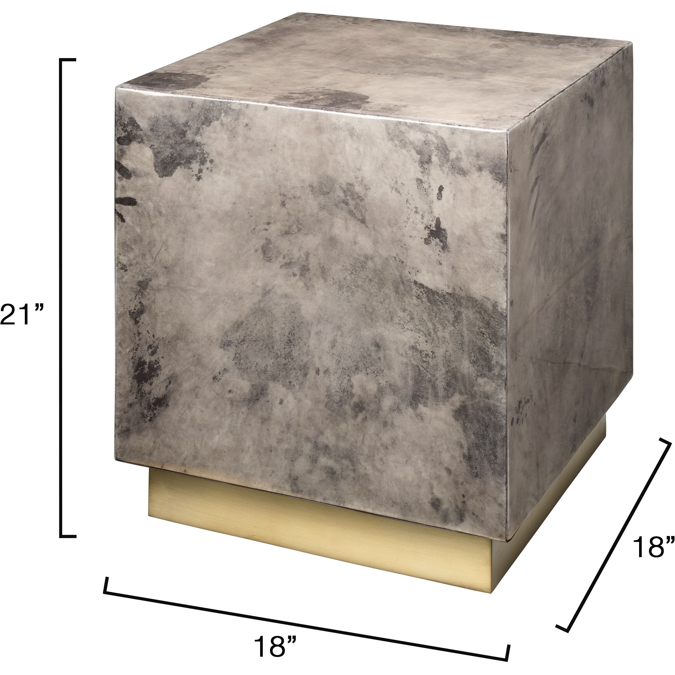 Cube 21 X 18 inch Warn Grey Vellum Side Table, Inline