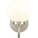 Fairbanks Sconce Wall Light in Opal Glass, Brushed Nickel