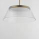 Jensen LED 18 inch Satin Brass Single Pendant Ceiling Light in Clear Ribbed