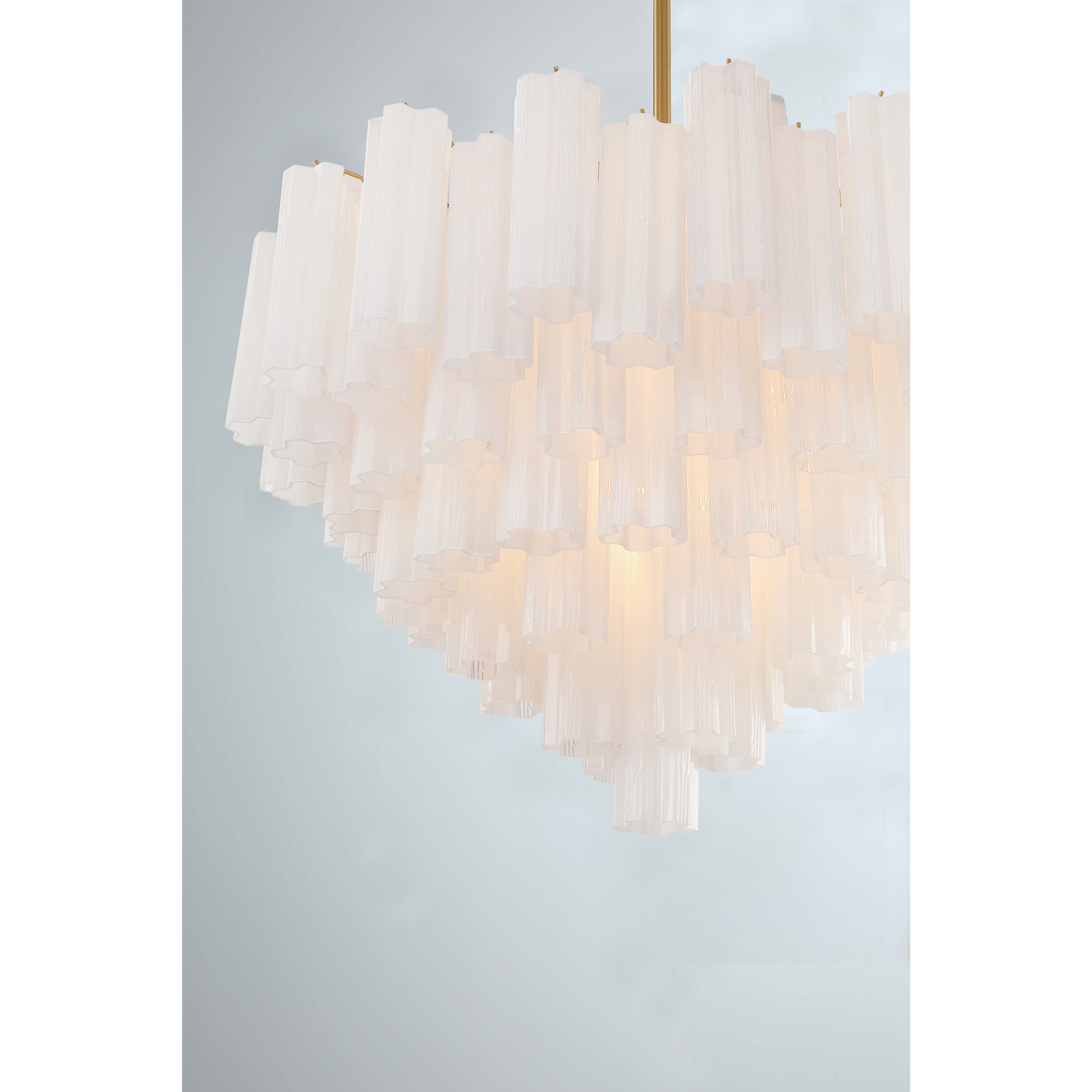 Addis 16 Light 32 inch Aged Brass Chandelier Ceiling Light in Tronchi Glass White