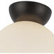 Arcadia 1 Light 7.88 inch Black Semi-Flush Mount Ceiling Light in Matte Opal Glass