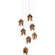 Iota 7 Light 17.5 inch Antique Brass Multi-Drop Pendant Ceiling Light