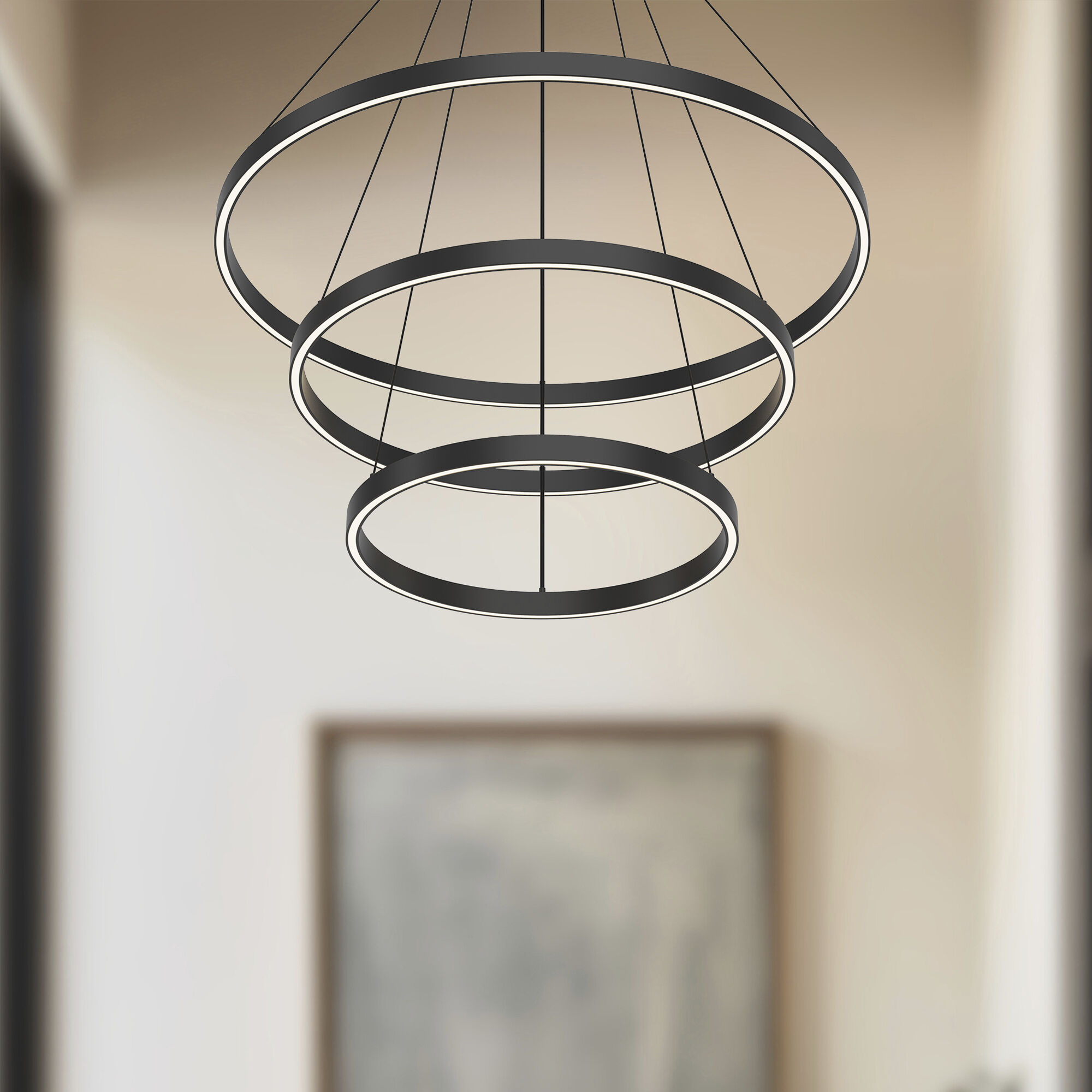 Cerchio 31.5 inch Black Chandelier Ceiling Light