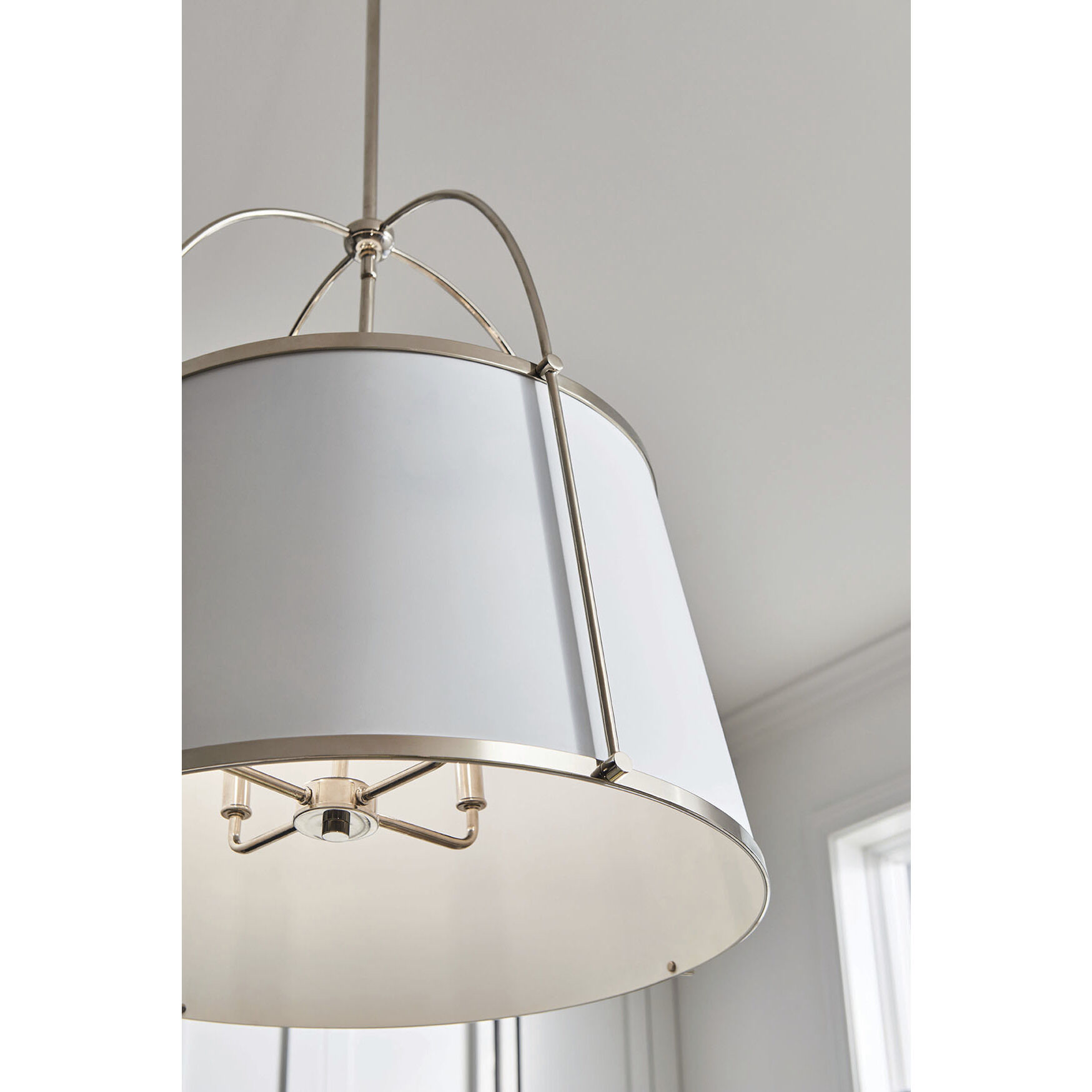 Clarke 4 Light 24.5 inch Polished Nickel with Matte White Indoor Chandelier Ceiling Light