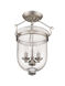 Jefferson 3 Light 12 inch Brushed Nickel Semi-Flush Mount Ceiling Light