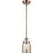 Ballston Bell 1 Light 5 inch Antique Copper Mini Pendant Ceiling Light, Small Bell