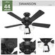 Swanson 44 inch Matte Black with Matte Black/Light Gray Oak Blades Ceiling Fan