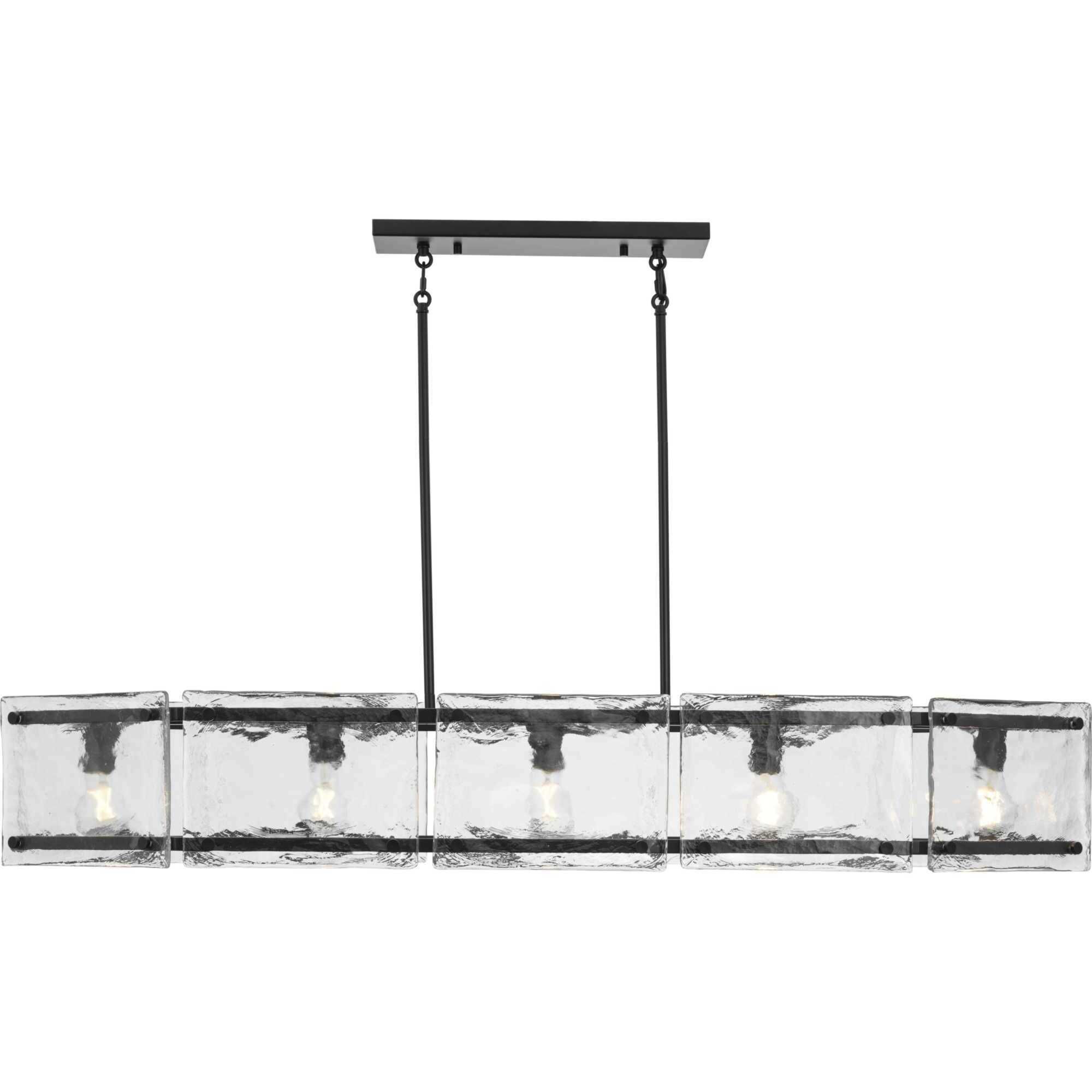 Rivera 5 Light 51.25 inch Matte Black Linear Chandelier Ceiling Light, Design Series