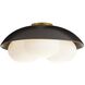Glaze 3 Light 19 inch Antique Brass and Matte Black Ceramic Flush Mount Ceiling Light, Large