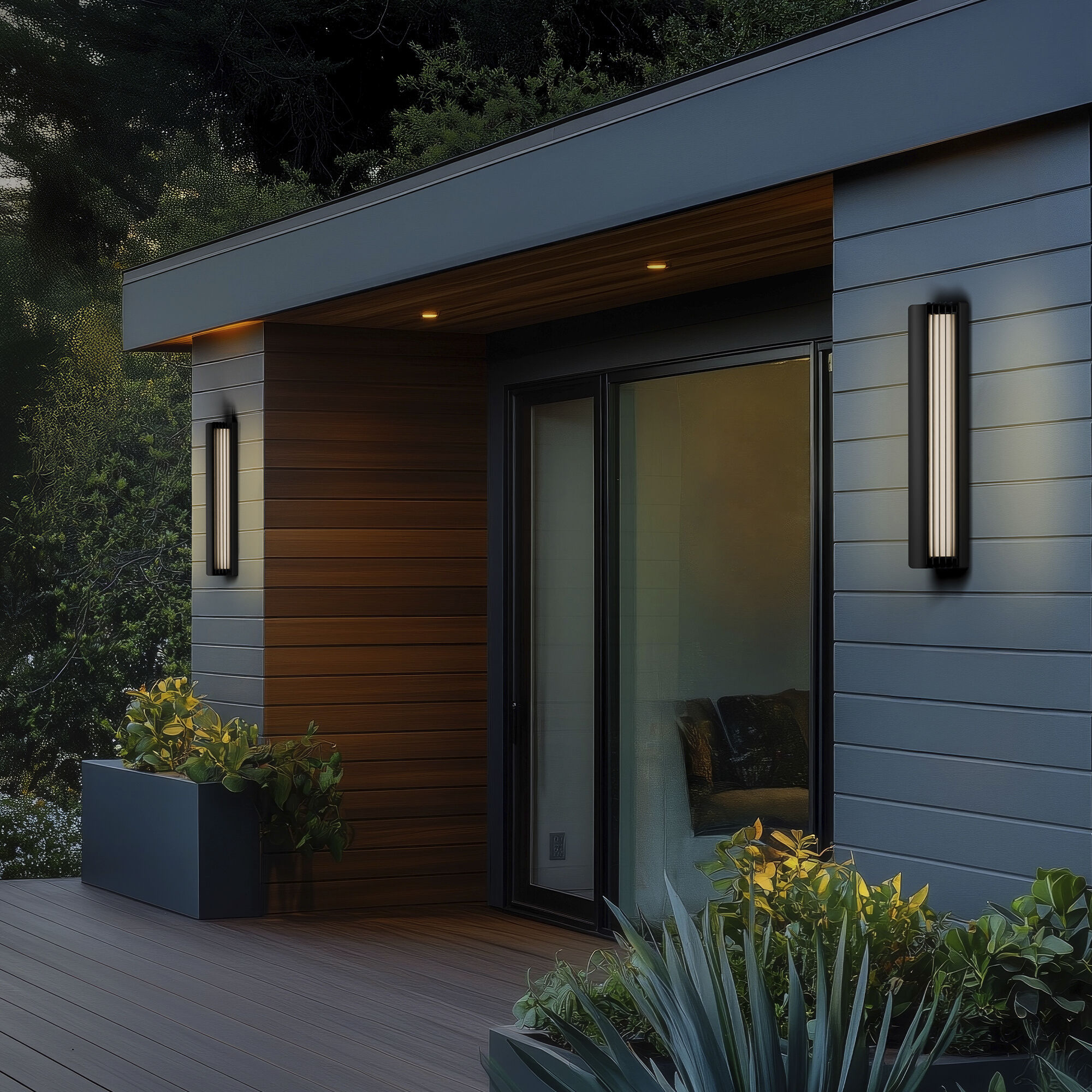 Kane LED 24 inch Black Outdoor Wall Lighting in 3500K