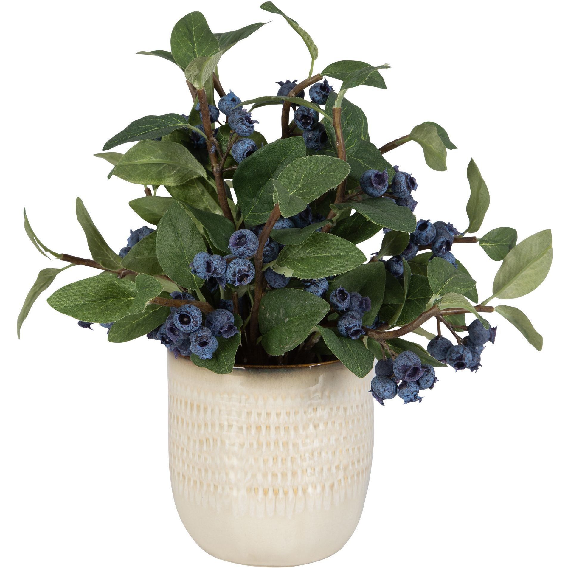 Blueberry Fields Green and Blue with Neutral Tan Glaze Blueberry Accent