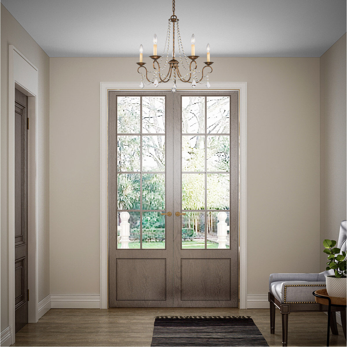 Pennington 5 Light 25 inch Hand Applied Venetian Golden Bronze Chandelier Ceiling Light