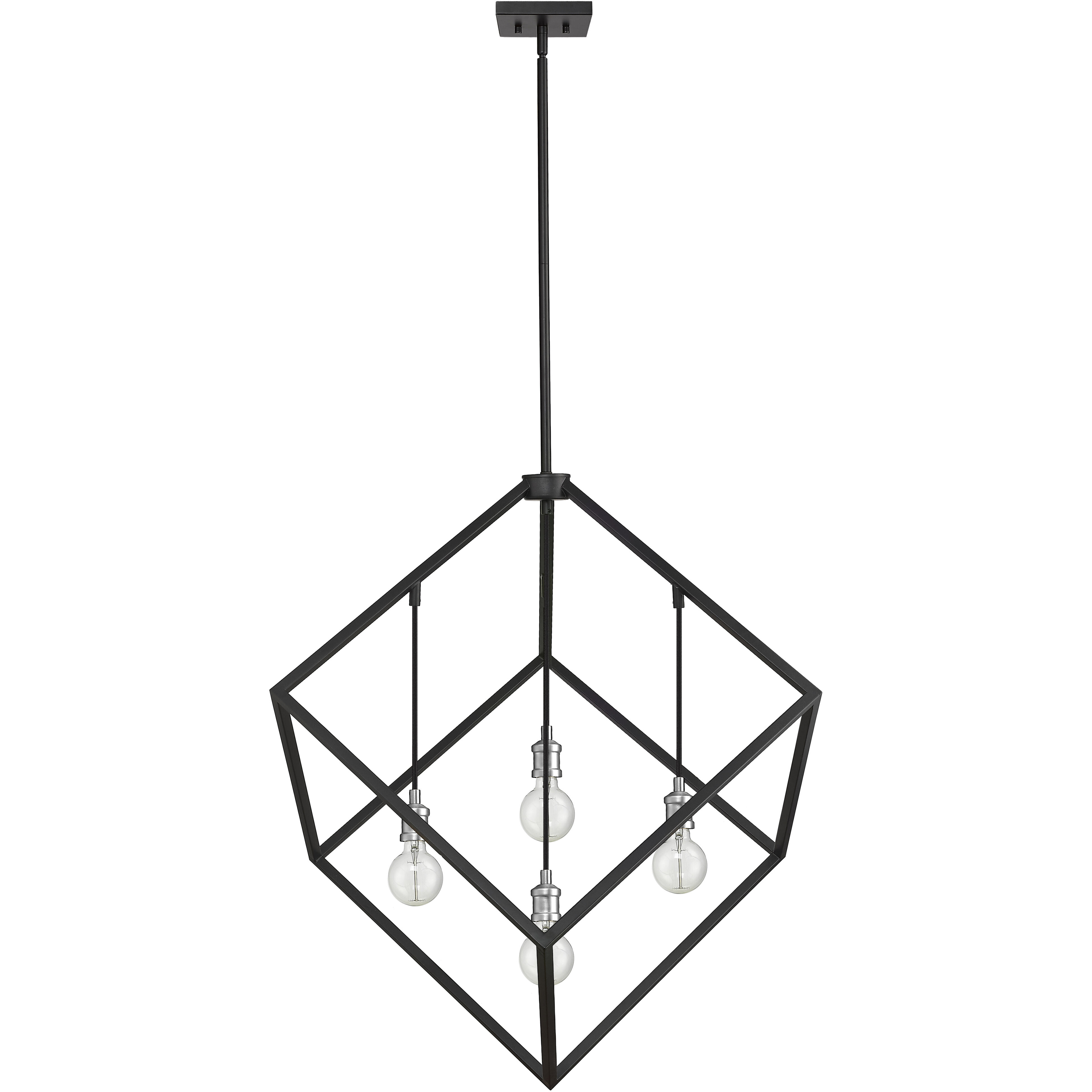 Vertical 4 Light 34 inch Matte Black and Brushed Nickel Chandelier Ceiling Light