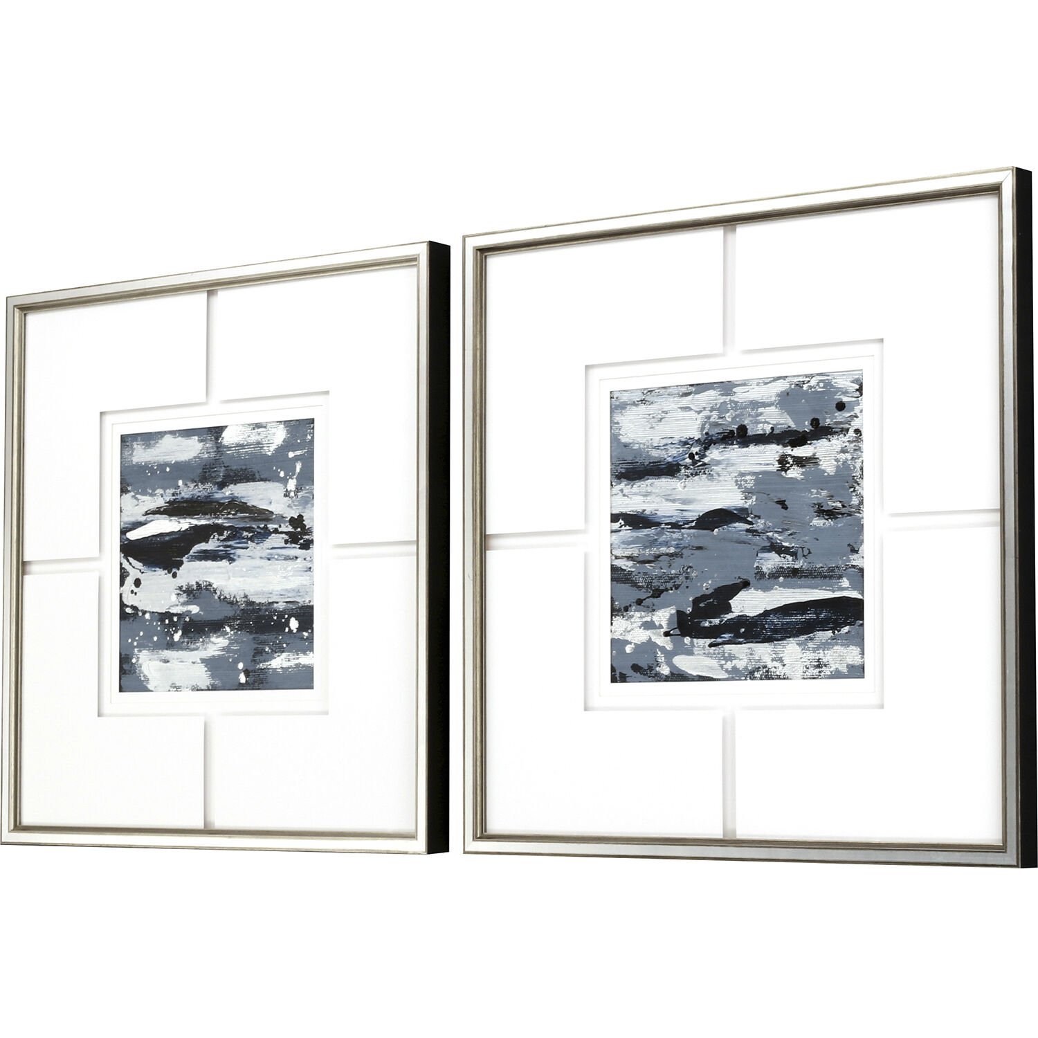 Imprint Blue and Black and Metallic Framed Art, The Studio