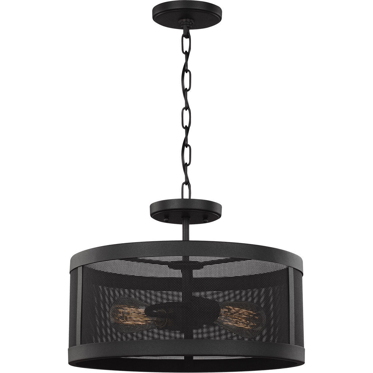 Gereon 2 Light 16 inch Black Semi-Flush Mount Ceiling Light