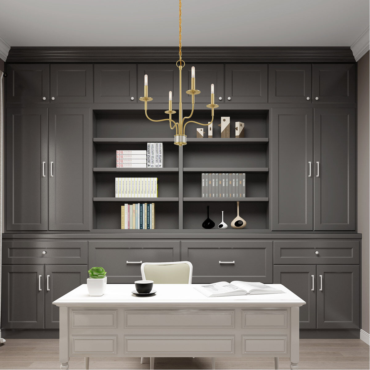 Lisbon 4 Light 20 inch Satin Brass Mini Chandelier Ceiling Light