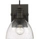Yep Hines Vanity Wall Light in Rubbed Bronze, Seeded Glass