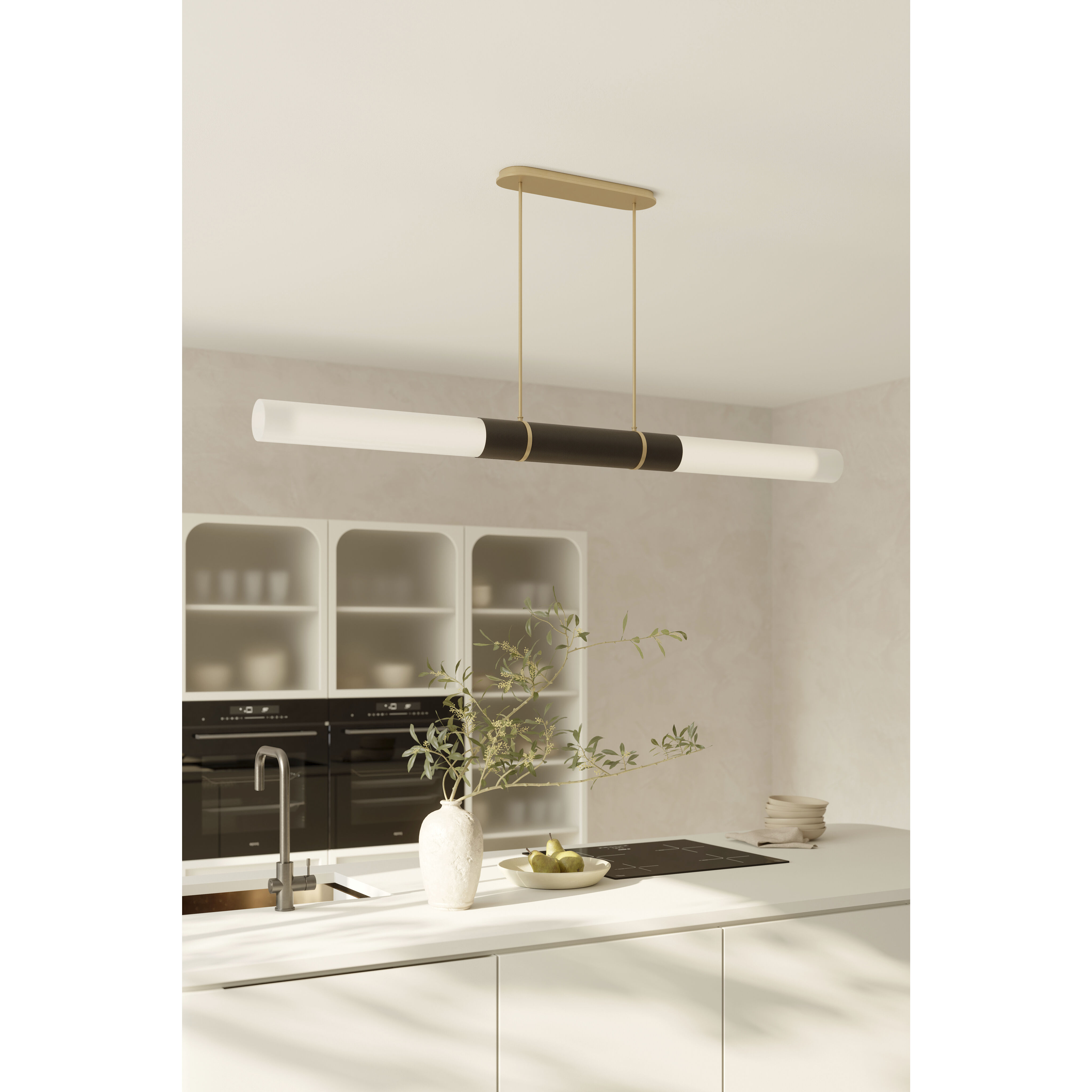 Linthor LED 64 inch Legacy Brass and Dark Bronze Linear Chandelier Ceiling Light