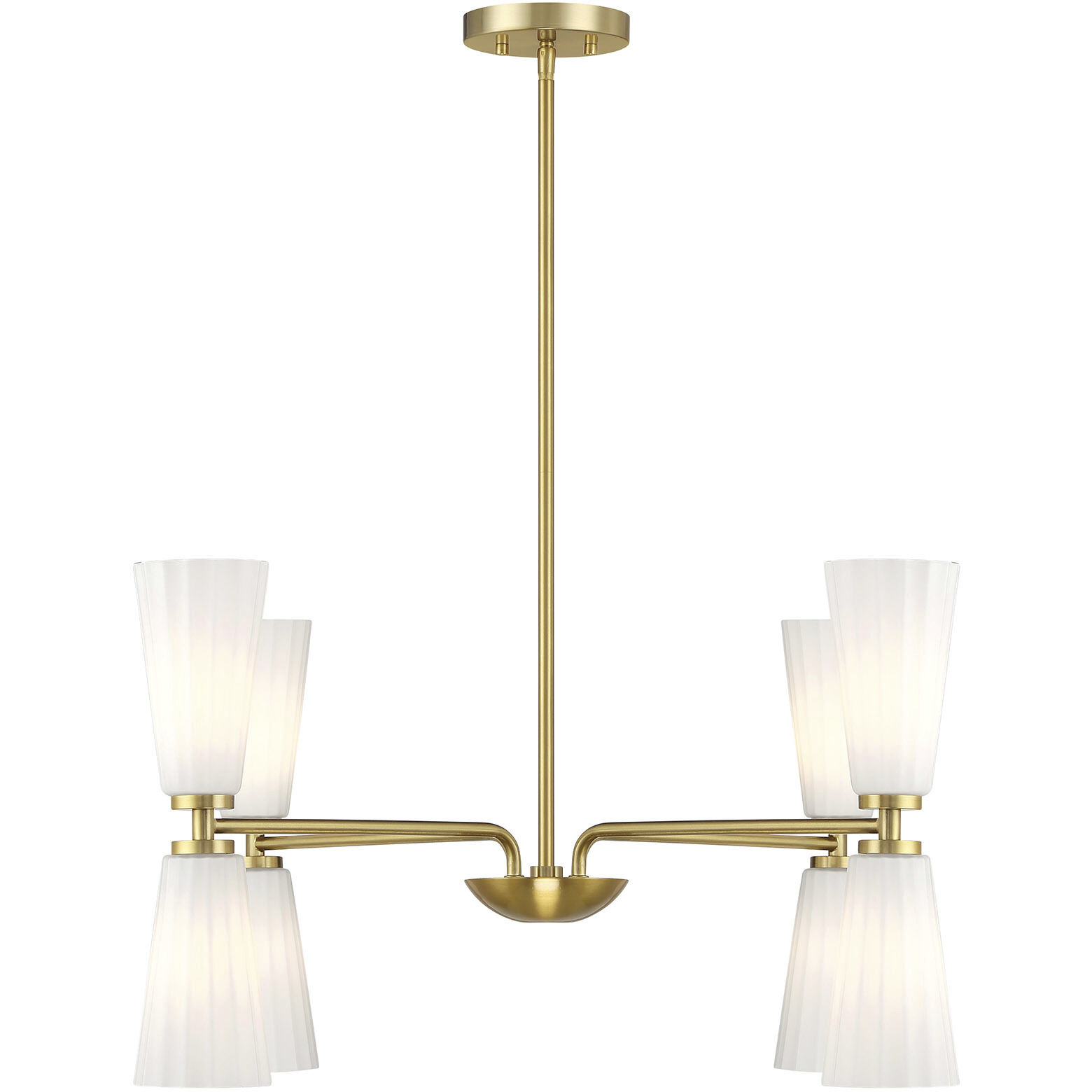 Contemporary 8 Light 32 inch Natural Brass Chandelier Ceiling Light