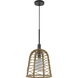 Parkton 1 Light 11 inch Burlap and Black Pendant Ceiling Light, Mini Light Design