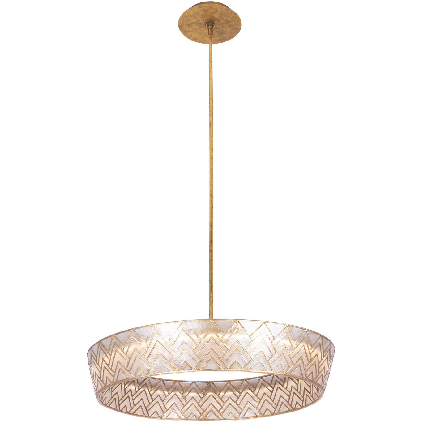 Geo 27 inch Oxidized Gold Leaf Pendant Ceiling Light