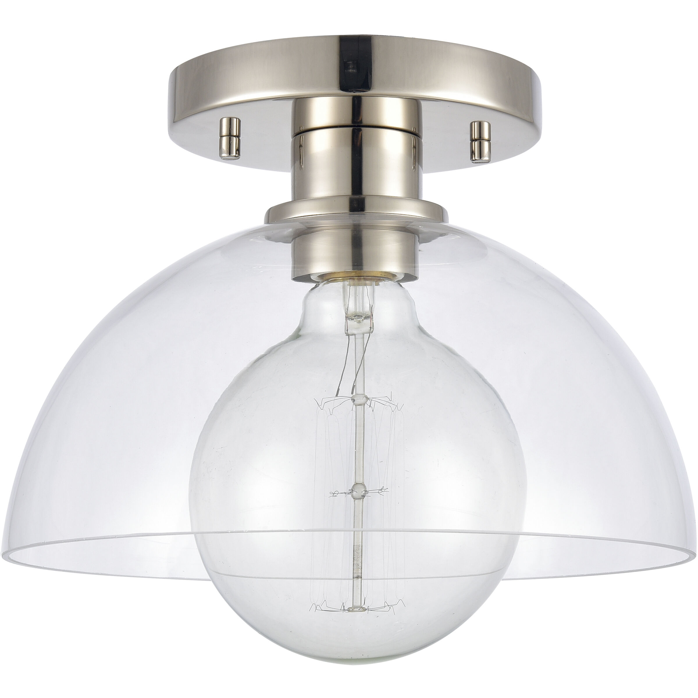 Julian 1 Light 10 inch Polished Nickel Semi Flush Mount Ceiling Light