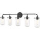 Delaney 5 Light 38 inch Matte Black Vanity Wall Light