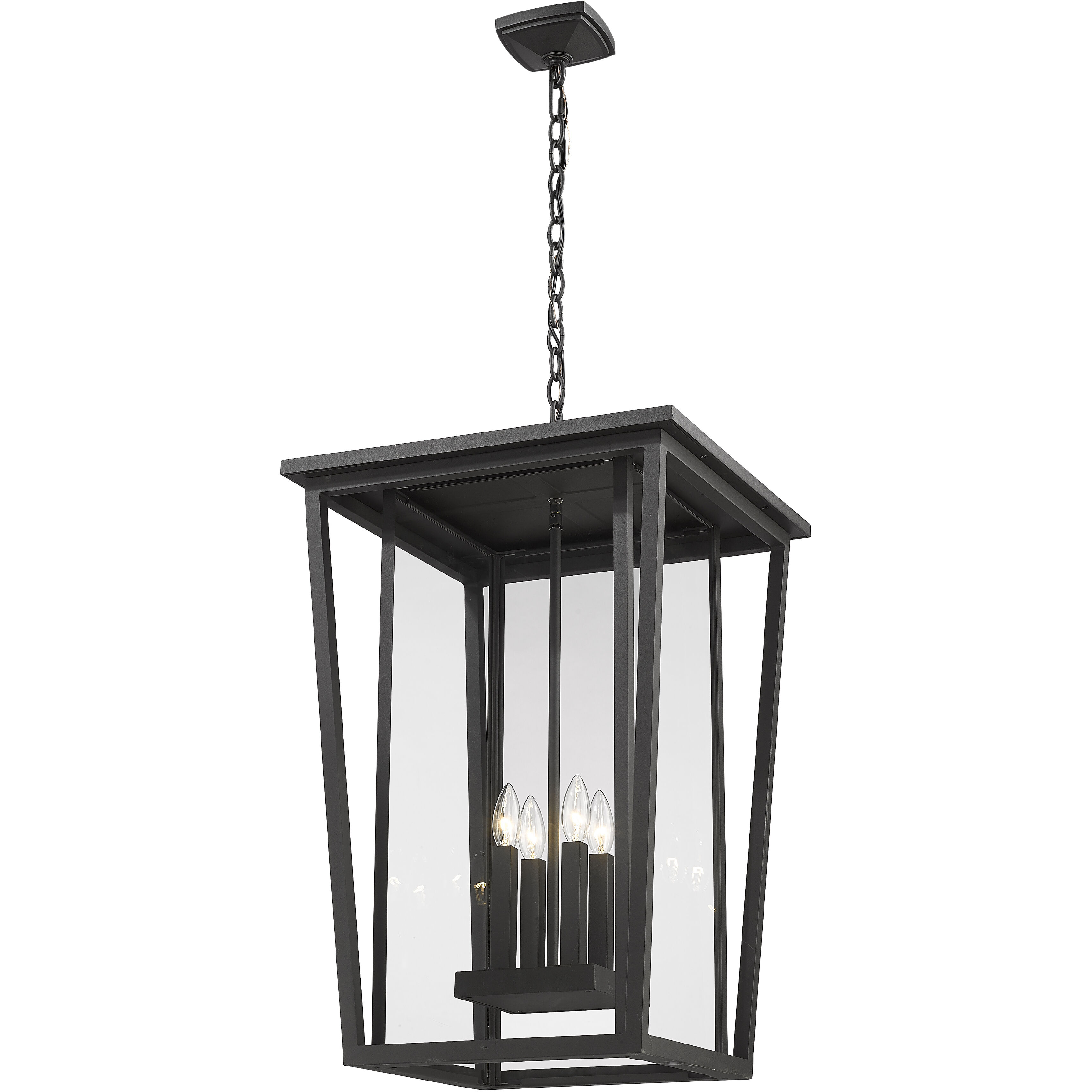 Seoul 4 Light 18 inch Black Outdoor Chain Mount Ceiling Fixture