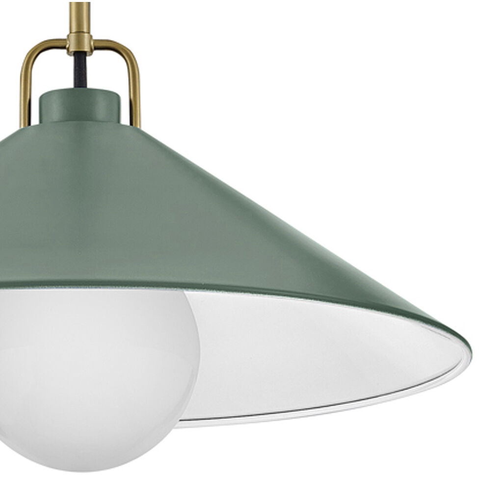Milo LED 16 inch Lacquered Brass with Sage Green accents Pendant Ceiling Light