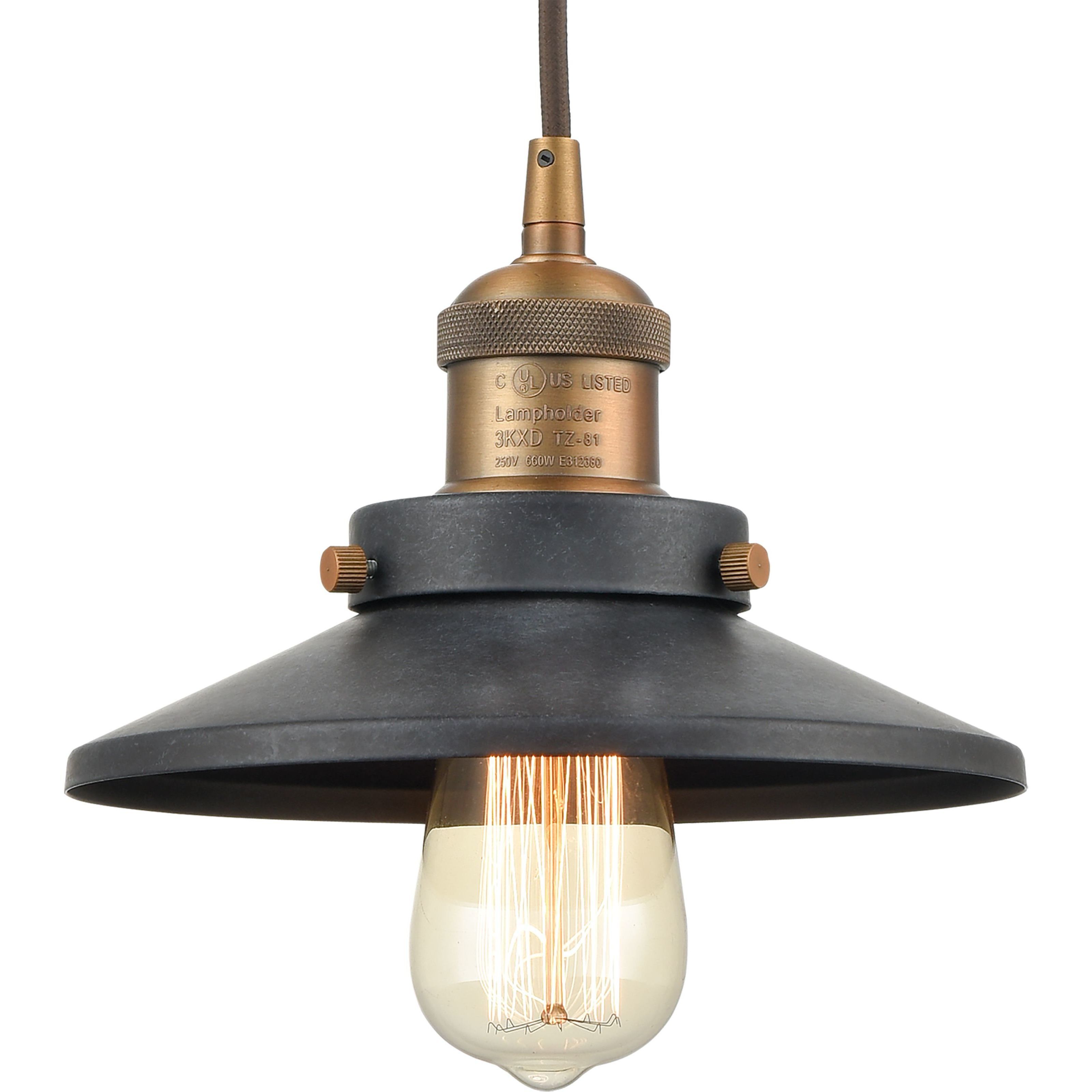 English Pub 1 Light 8 inch Antique Brass Mini Pendant Ceiling Light