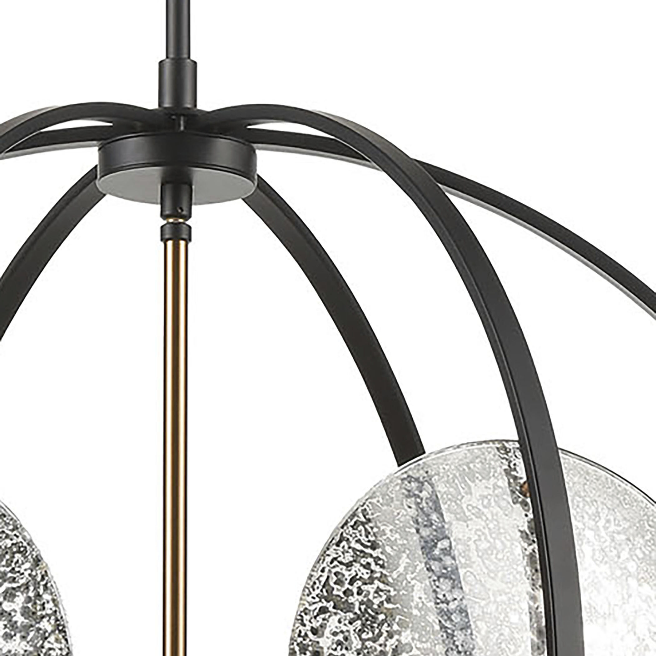 Oriah 6 Light 28 inch Matte Black with Satin Brass and Silver Mercury Chandelier Ceiling Light