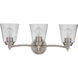 Neighborhood Tyler 3 Light 23 inch Brushed Polished Nickel Vanity Light Wall Light in Clear Seeded, Neighborhood Collection