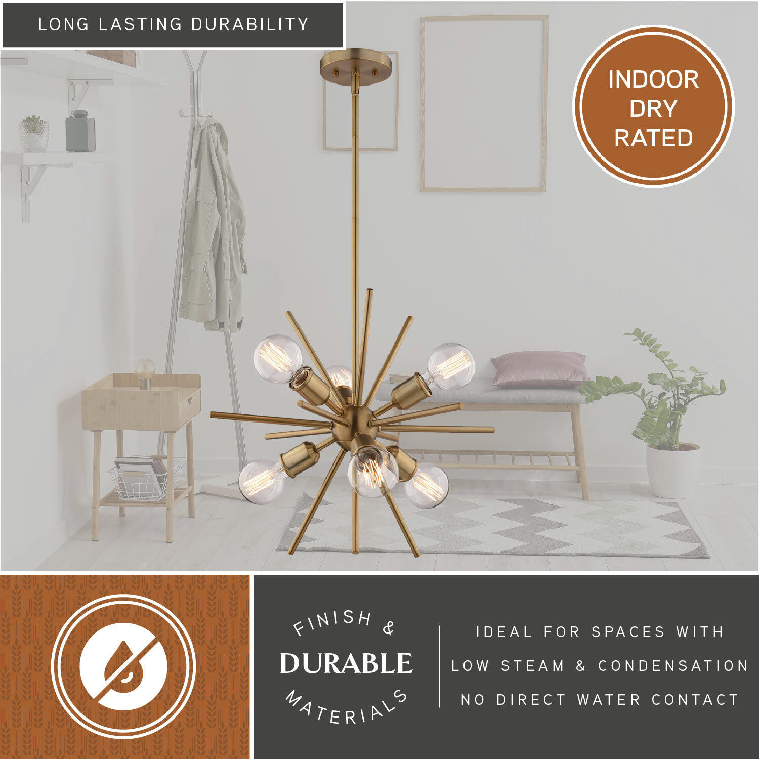 Estelle 6 Light 19 inch Natural Brass Pendant Ceiling Light