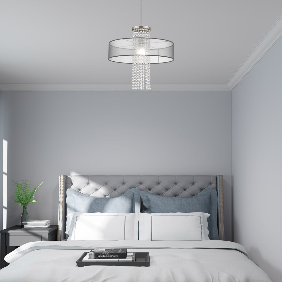 Bella Vista 1 Light 20 inch Brushed Nickel Pendant Chandelier Ceiling Light