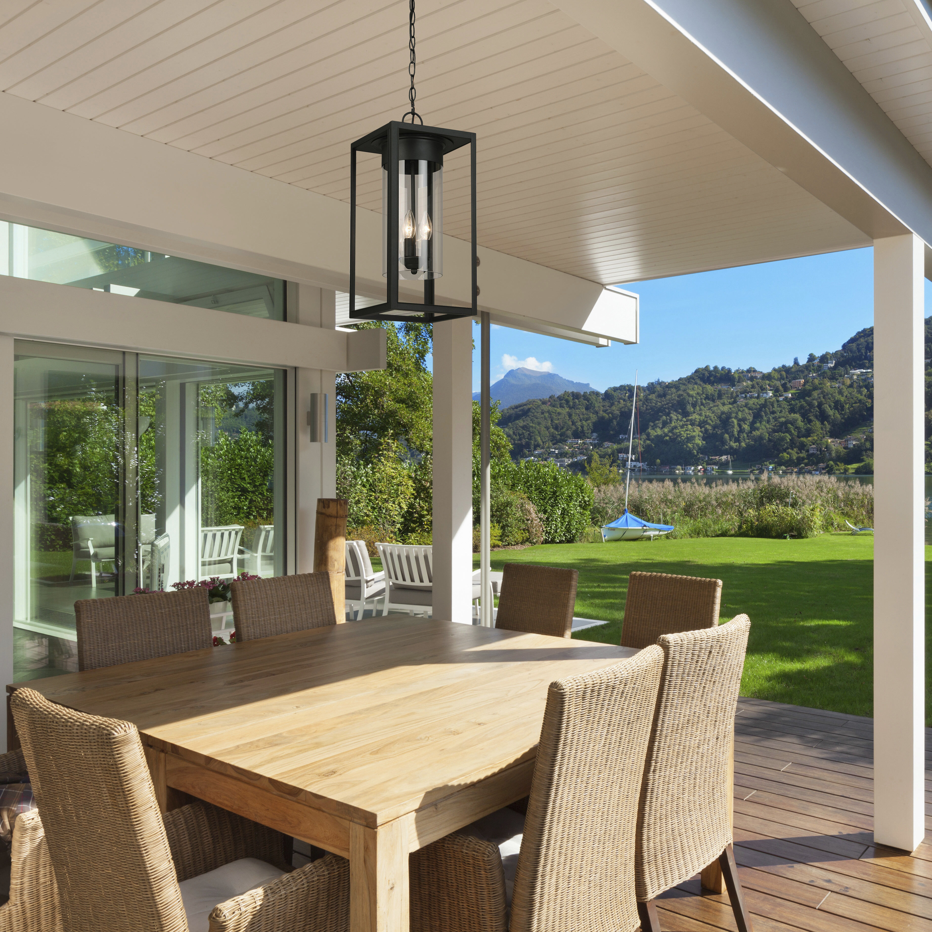 Walker Hill 3 Light 9.37 inch Matte Black Outdoor Pendant