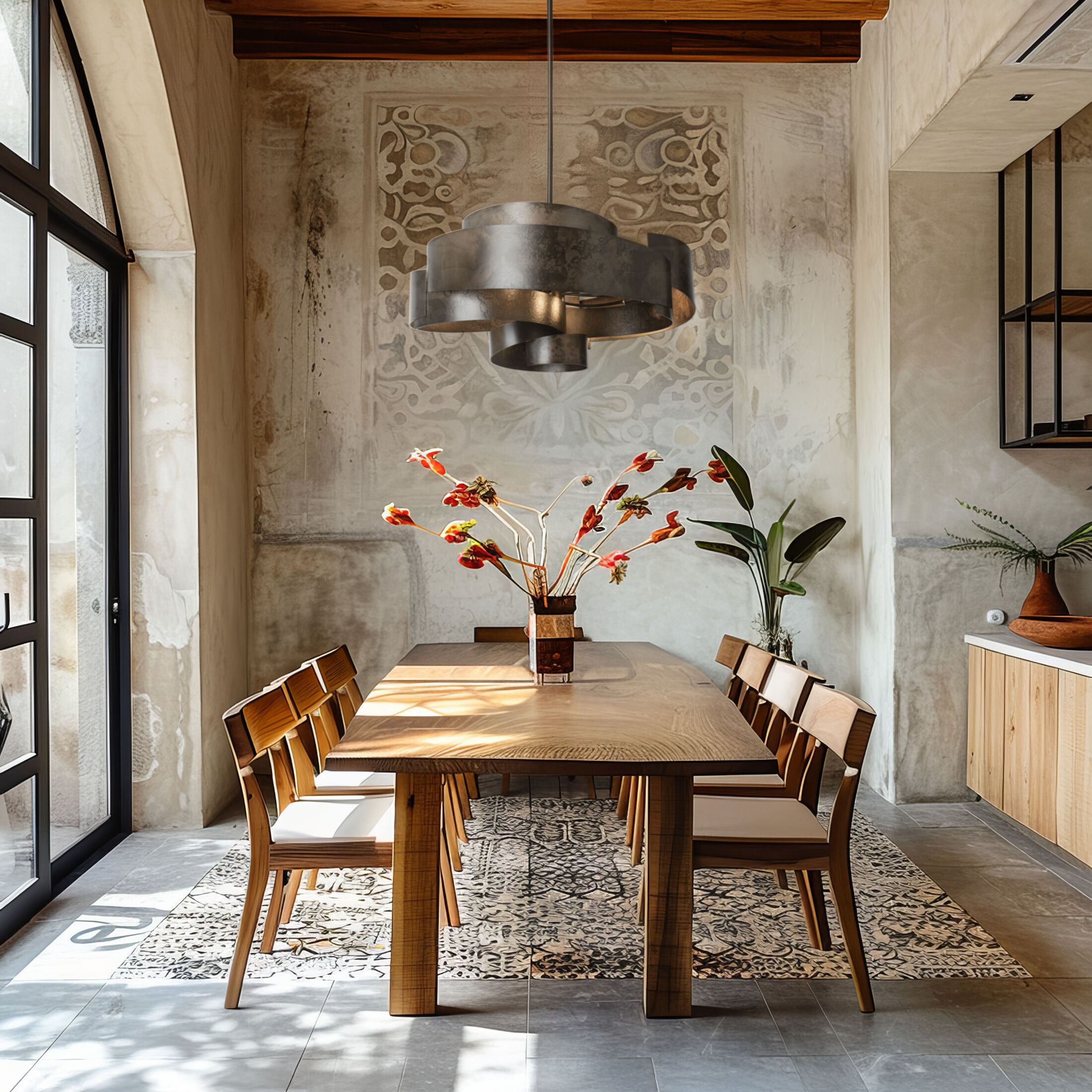 Zen 6 Light 34.1 inch Dark Smoke Pendant Ceiling Light