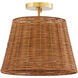 Wicker 3 Light 13 inch Aged Brass Semi-Flush Mount Ceiling Light
