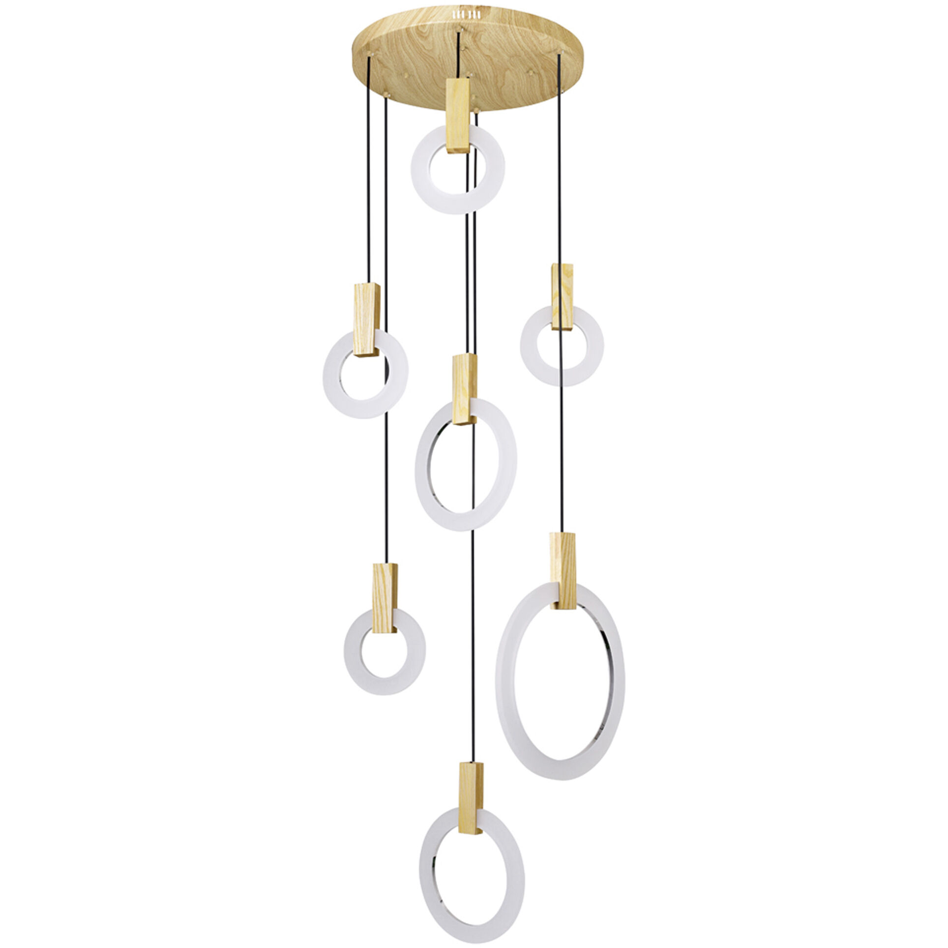 Anello LED 32 inch White Oak Multi Point Pendant Ceiling Light