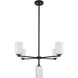 Nola 5 Light 30.63 inch Black Chandelier Ceiling Light in Glossy Opal Glass Shade