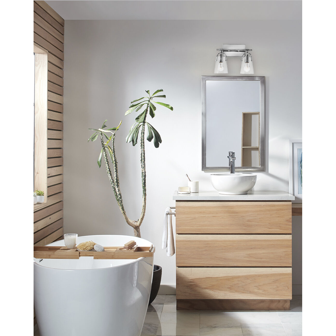 Foster 2 Light 13.75 inch Chrome Vanity Light Wall Light in Clear