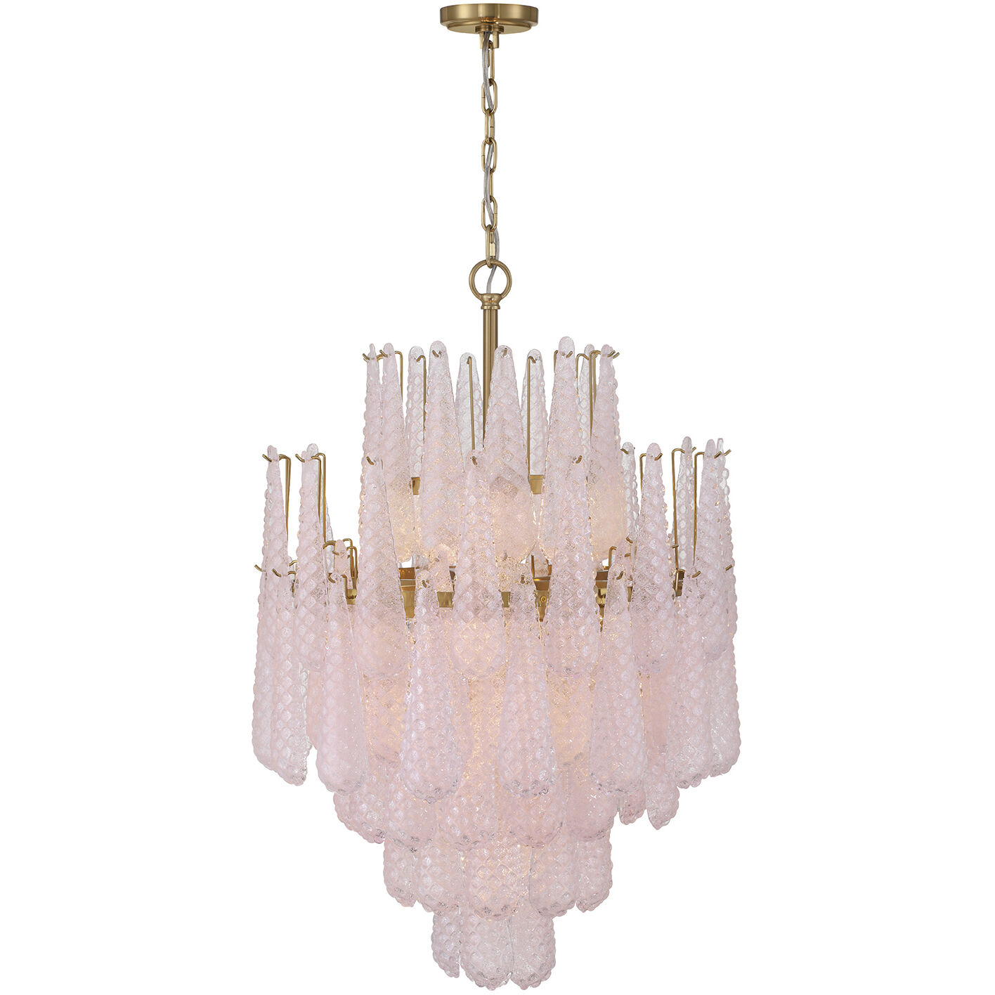 Ollie 16 Light 26.25 inch Aged Brass Chandelier Ceiling Light in Sand Glass Blush