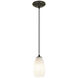 Champagne LED 5 inch Oil Rubbed Bronze Pendant Ceiling Light in White Stone