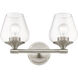 Willow 2 Light 15 inch Brushed Nickel Vanity Sconce Wall Light