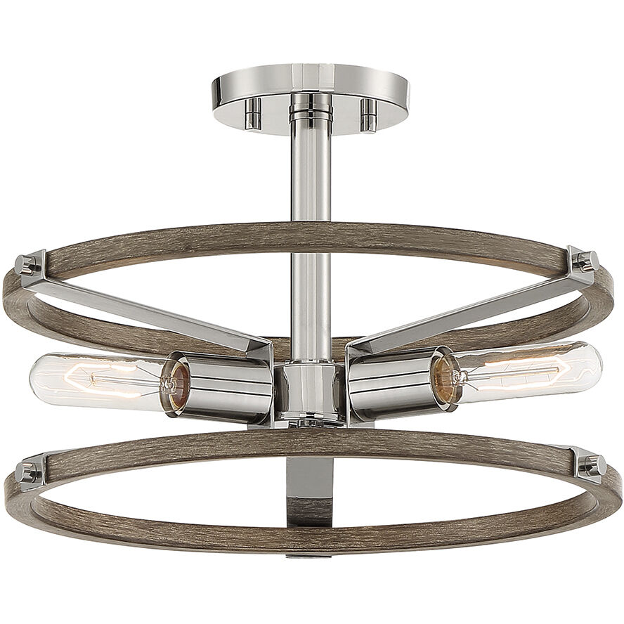 Hanston 3 Light 15.5 inch Polished Nickel Semi-Flush Ceiling Light
