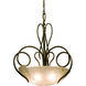 Tribecca 5 Light 34 inch Antique Copper Pendant Ceiling Light in Bowl glass,  28" Frost with 3 holes