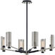 Pilsen 6 Light 30 inch Carbide Black W Satin Nickel Accents Chandelier Ceiling Light
