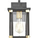 Vincentown 1 Light 11 inch Matte Black with Brushed Brass Outdoor Wall Sconce